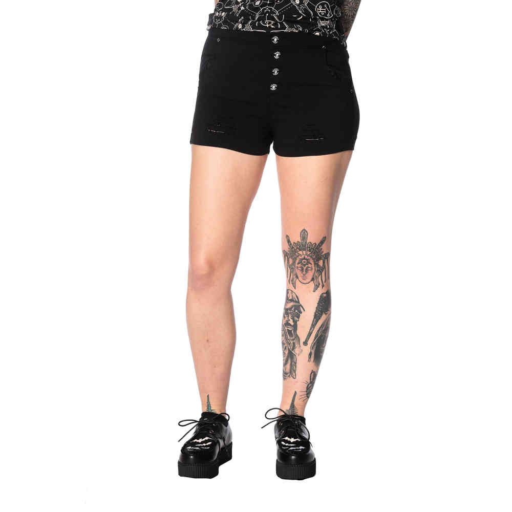Banned - TRASHED & RAGGED Shorts - Black